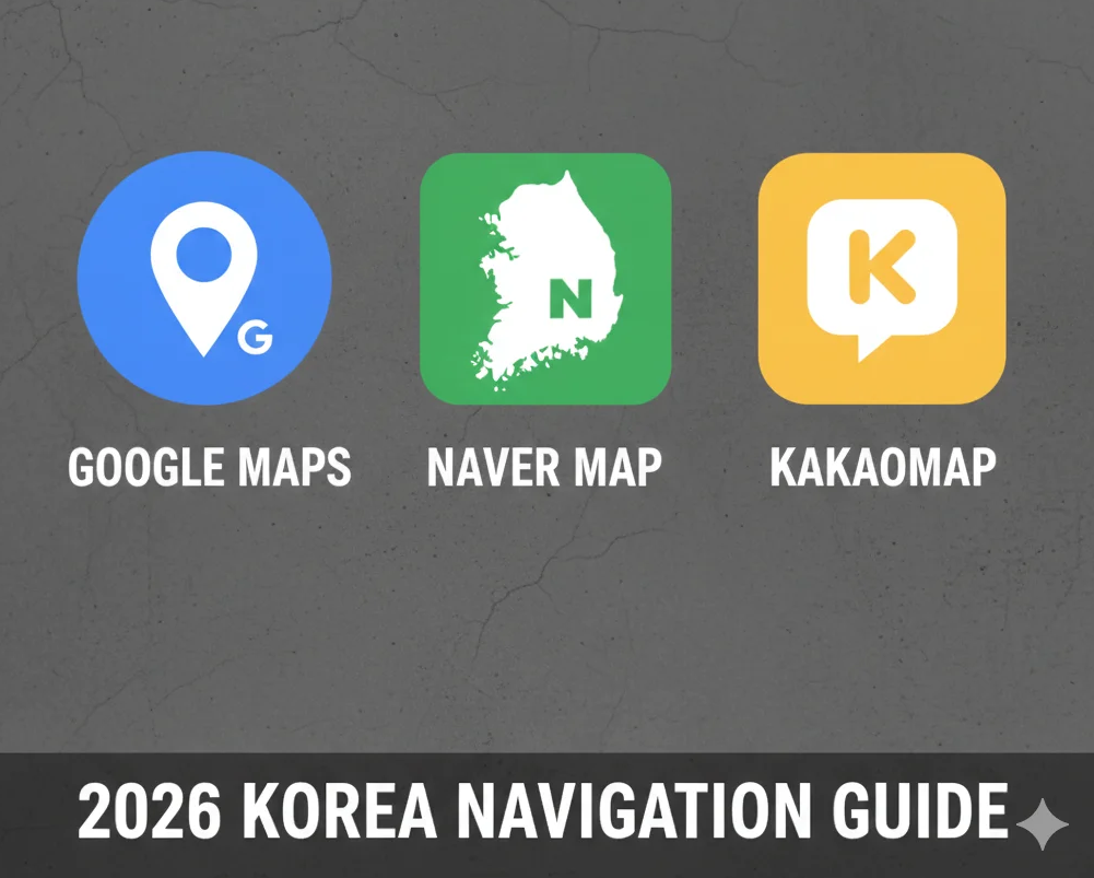 Google Maps vs Naver Map vs KakaoMap comparison for tourists in Korea 2026